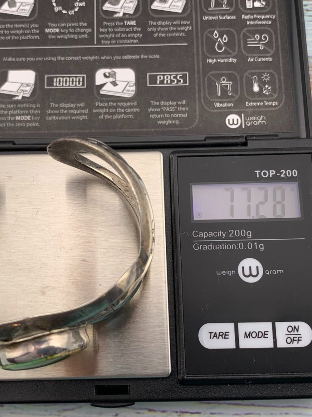 Green Turquoise Sterling Silver Sandcast Native American Cuff Bracelet J1418 - Picture 9 of 9